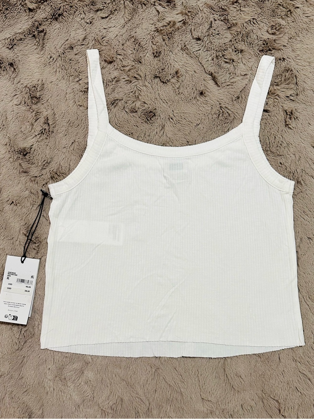 RVCA WEST SIDE WHITE RIBBED CROP LOGO TANK TOP XL NWT STREETWEAR - Picture 4 of 11